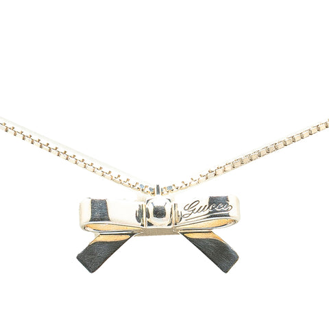 グッチ リボンモチーフ ネックレス SV925 シルバー レディース GUCCI 【中古】