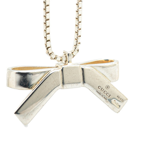 グッチ リボンモチーフ ネックレス SV925 シルバー レディース GUCCI 【中古】