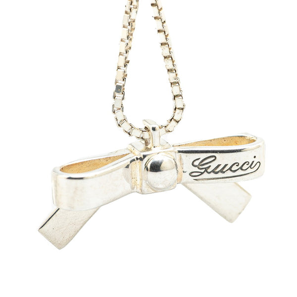 グッチ リボンモチーフ ネックレス SV925 シルバー レディース GUCCI 【中古】