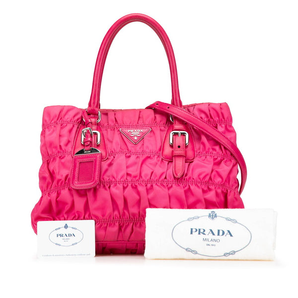 プラダ 三角ロゴプレート ハンドバッグ ショルダーバッグ 2WAY ピンク ナイロン レザー レディース PRADA 【中古】
