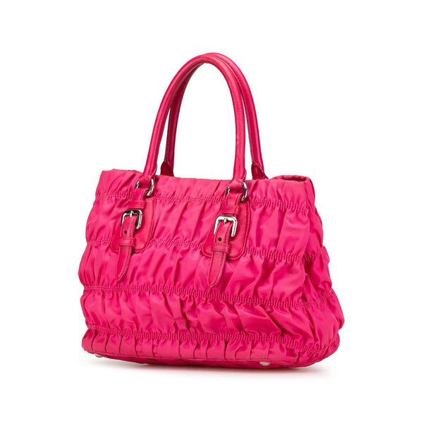プラダ 三角ロゴプレート ハンドバッグ ショルダーバッグ 2WAY ピンク ナイロン レザー レディース PRADA 【中古】