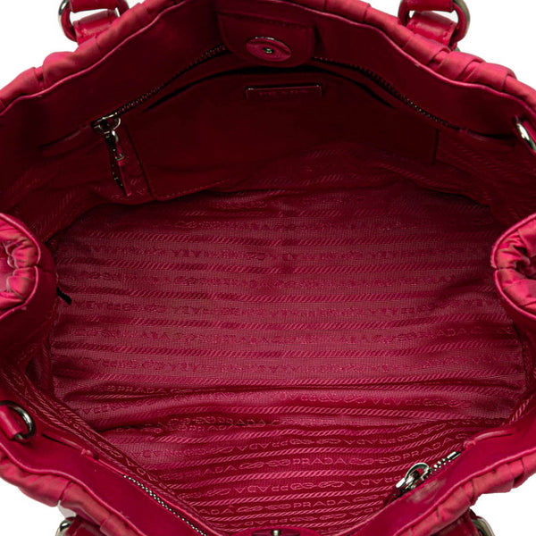 プラダ 三角ロゴプレート ハンドバッグ ショルダーバッグ 2WAY ピンク ナイロン レザー レディース PRADA 【中古】