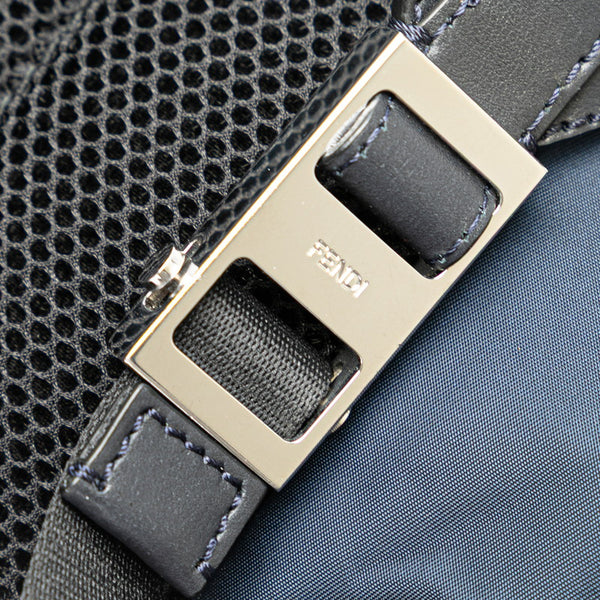 フェンディ ボキャブラリー BLUE リュック バックパック 7VZ035 ネイビー ブラック ナイロン レザー レディース FENDI 【中古】