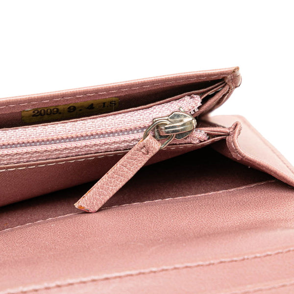 シャネル カメリア ココマーク 長財布 ブラック ピンク ラムスキン レディース CHANEL 【中古】