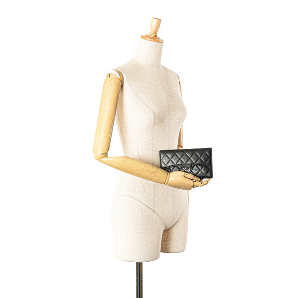 シャネル マトラッセ ココマーク 長財布 ブラック ラムスキン レディース CHANEL 【中古】