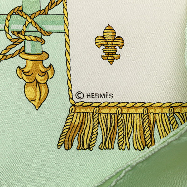 エルメス カレ90 VUE DU CAROSSE DE LA GALERE LA REALE クイーンの戴冠式 スカーフ ホワイト グリーン マルチカラー シルク レディース HERMES 【中古】