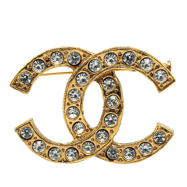 シャネル ヴィンテージ ココマーク ラインストーン ブローチ ゴールド メッキ レディース CHANEL 【中古】