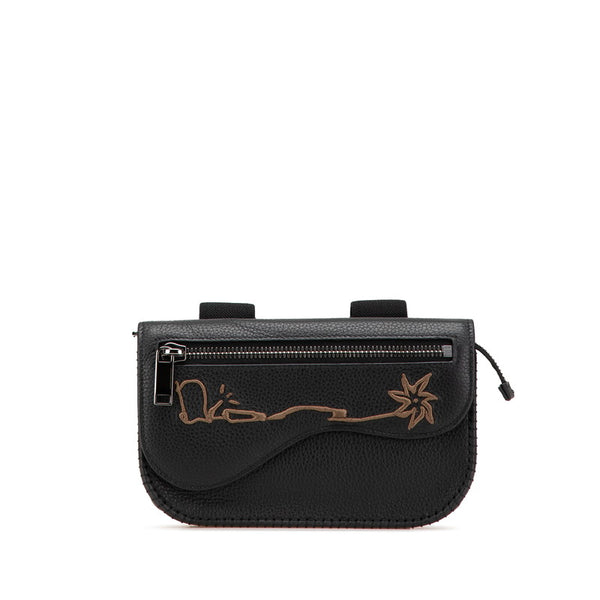 ディオール ×CACTUS JACK カクタスジャック サドル ボディバッグ アームポーチ ブラック レザー レディース Dior 【中古】