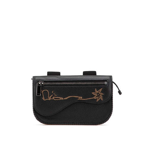 ディオール ×CACTUS JACK カクタスジャック サドル ボディバッグ アームポーチ ブラック レザー レディース Dior 【中古】