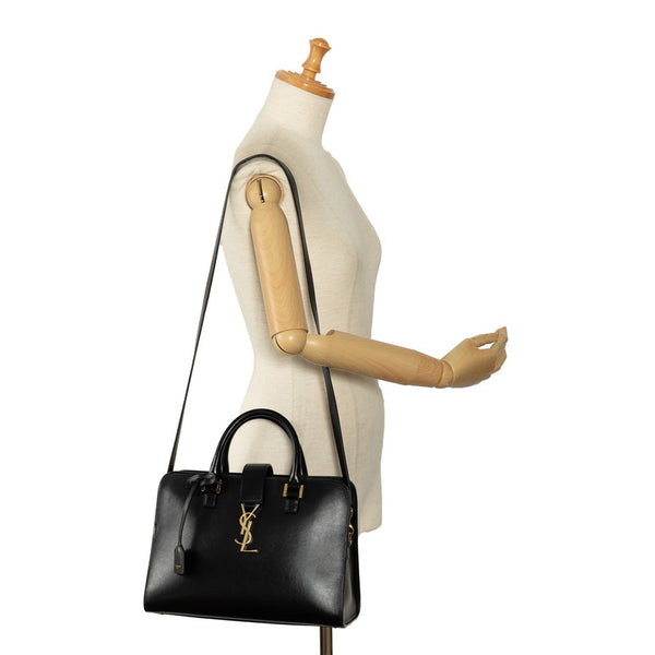 サンローラン モノグラム ベイビーカバス  ハンドバッグ ショルダーバッグ 2WAY 472469 ブラック レザー レディース SAINT LAURENT 【中古】