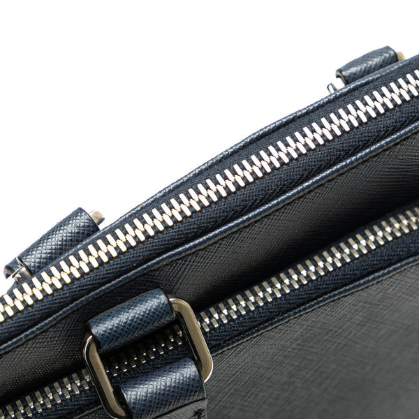 プラダ サフィアーノ ビジネスバッグ ショルダーバッグ 2WAY ネイビー レザー メンズ PRADA 【中古】