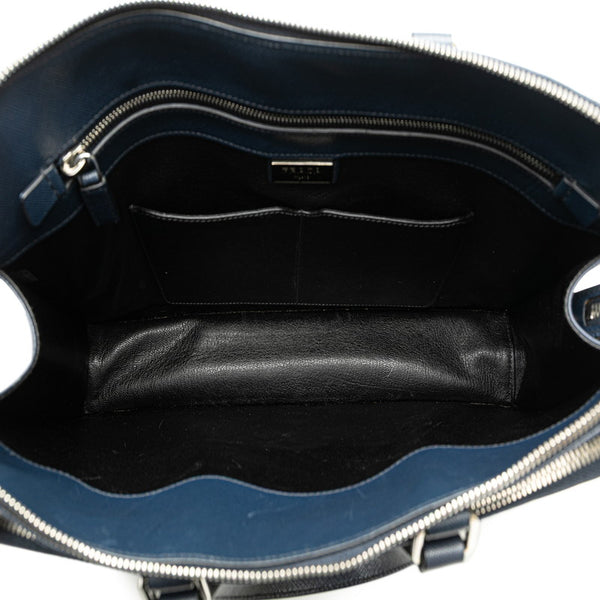プラダ サフィアーノ ビジネスバッグ ショルダーバッグ 2WAY ネイビー レザー メンズ PRADA 【中古】