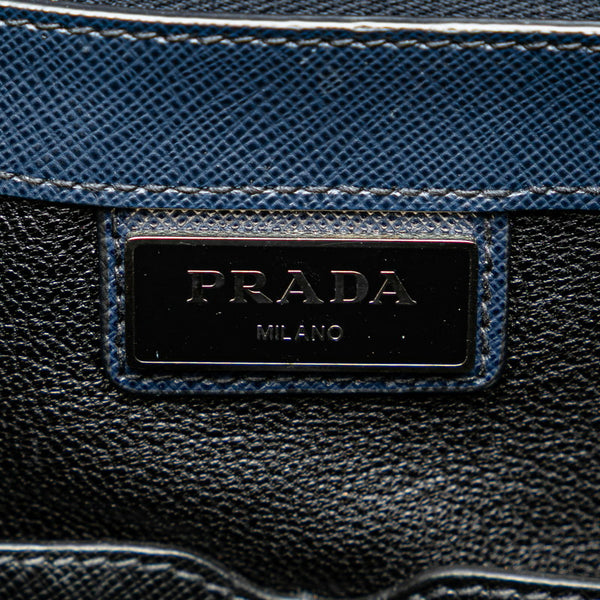 プラダ サフィアーノ ビジネスバッグ ショルダーバッグ 2WAY ネイビー レザー メンズ PRADA 【中古】