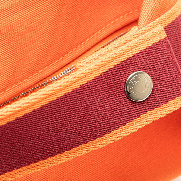 エルメス ブリッド ア ブラック GM ハンドバッグ オレンジ キャンバス レディース HERMES 【中古】