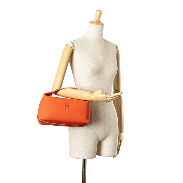 エルメス ブリッド ア ブラック GM ハンドバッグ オレンジ キャンバス レディース HERMES 【中古】