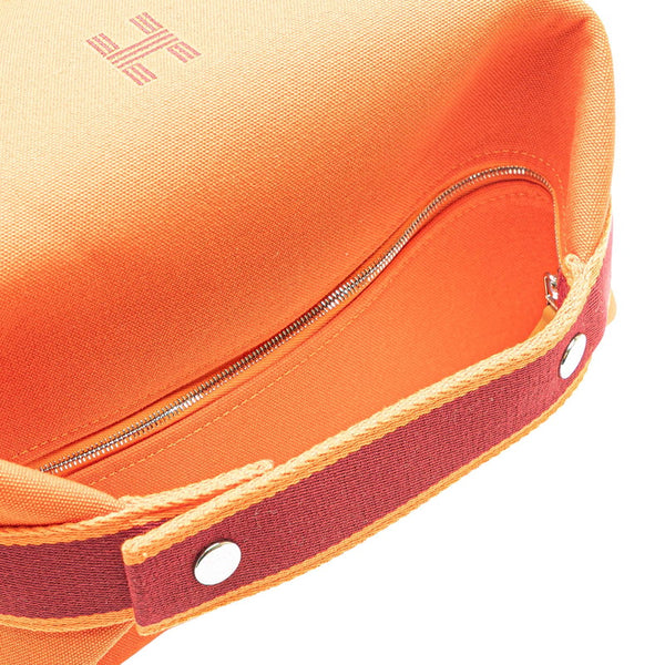 エルメス ブリッド ア ブラック GM ハンドバッグ オレンジ キャンバス レディース HERMES 【中古】