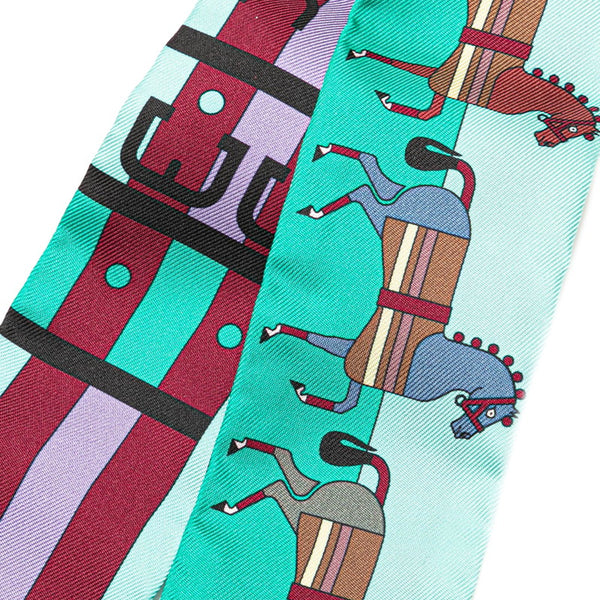 エルメス ツイリー Rocabar ロカバール 馬 スカーフ グリーン マルチカラー シルク レディース HERMES 【中古】