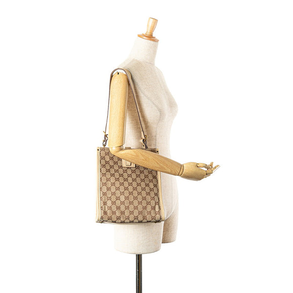 グッチ GGキャンバス ワンショルダーバッグ トートバッグ 110232 ベージュ キャンバス レザー レディース GUCCI 【中古】