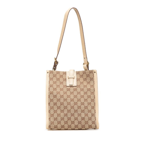 グッチ GGキャンバス ワンショルダーバッグ トートバッグ 110232 ベージュ キャンバス レザー レディース GUCCI 【中古】