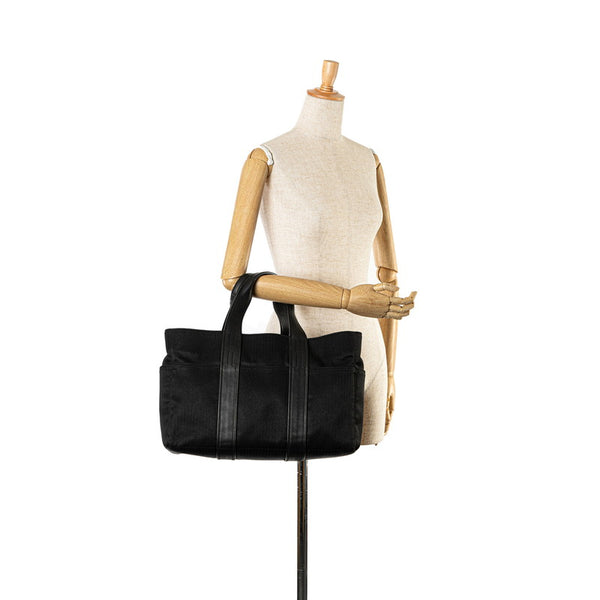 エルメス アカプルコMM ハンドバッグ ブラック トワルシェブロン レザー レディース HERMES 【中古】