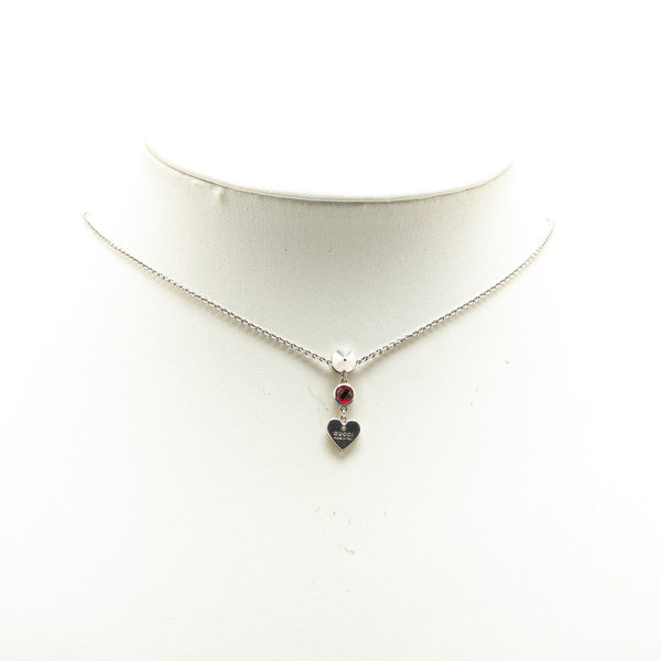 グッチ ハート スタッズ ビジュー ネックレス SV925 シルバー レディース GUCCI 【中古】