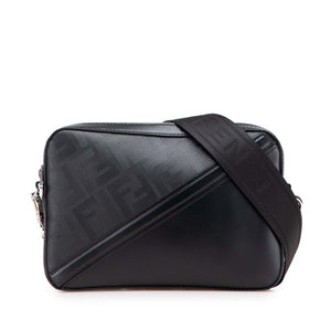 フェンディ ダイアゴナル カメラバッグ ショルダーバッグ 7M0286 ブラック レザー レディース FENDI 【中古】