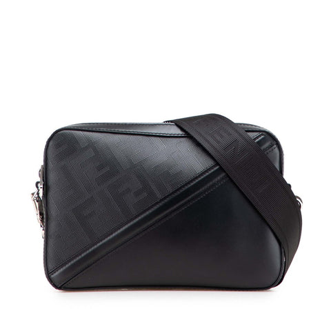 フェンディ ダイアゴナル カメラバッグ ショルダーバッグ 7M0286 ブラック レザー レディース FENDI 【中古】