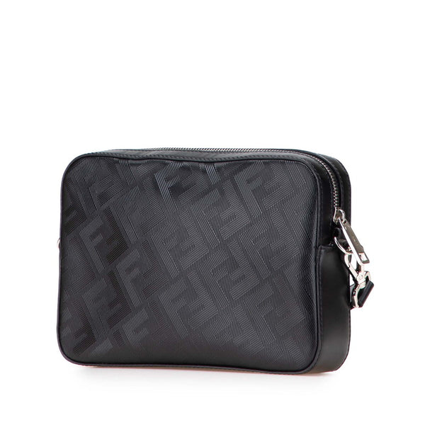 フェンディ ダイアゴナル カメラバッグ ショルダーバッグ 7M0286 ブラック レザー レディース FENDI 【中古】