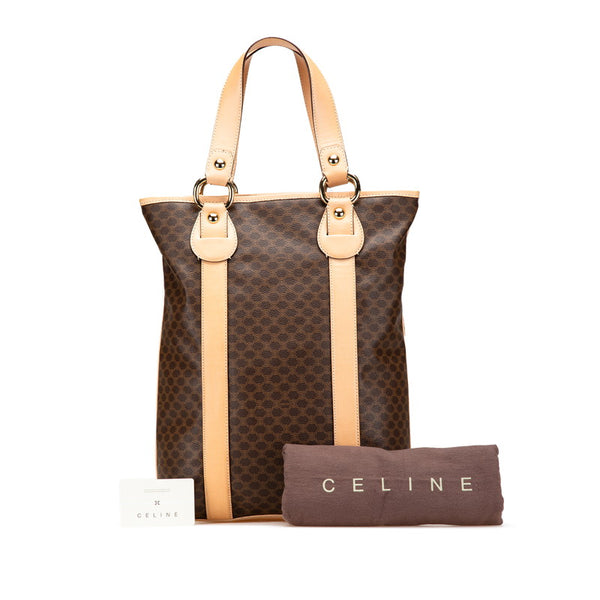 セリーヌ マカダム トートバッグ ハンドバッグ ブラウン PVC レザー レディース CELINE 【中古】