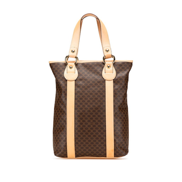 セリーヌ マカダム トートバッグ ハンドバッグ ブラウン PVC レザー レディース CELINE 【中古】
