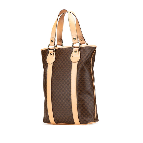 セリーヌ マカダム トートバッグ ハンドバッグ ブラウン PVC レザー レディース CELINE 【中古】