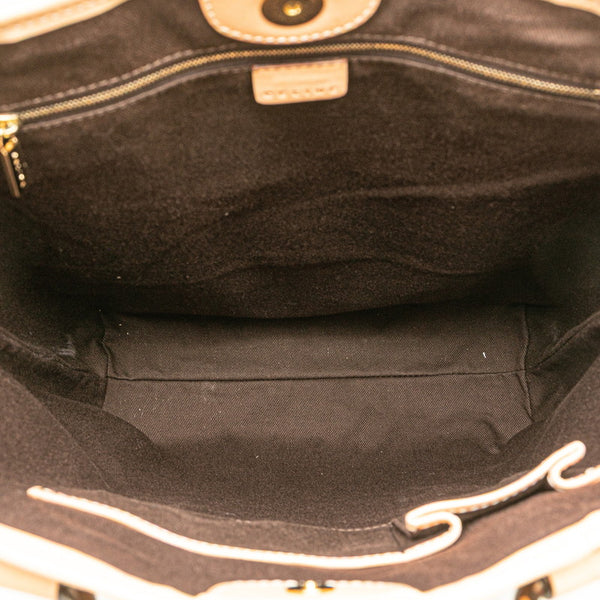 セリーヌ マカダム トートバッグ ハンドバッグ ブラウン PVC レザー レディース CELINE 【中古】