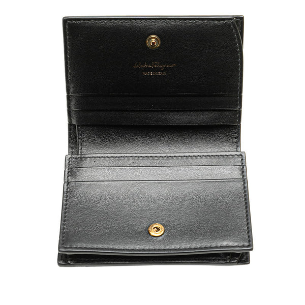 サルヴァトーレフェラガモ ガンチーニ チェーン 二つ折り財布 JL-22 D514 ブラック マルチカラー PVC レザー レディース Salvatore Ferragamo 【中古】