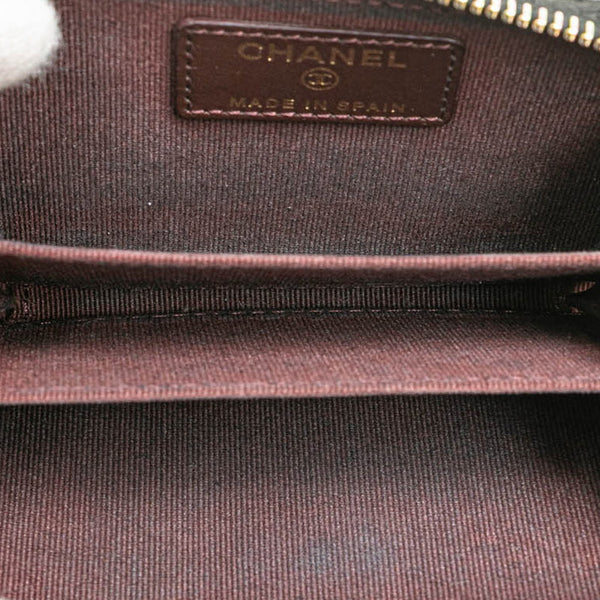 シャネル クラシック ジップ コインパース ラウンドファスナー カードケース ブラック キャビアスキン レディース CHANEL 【中古】