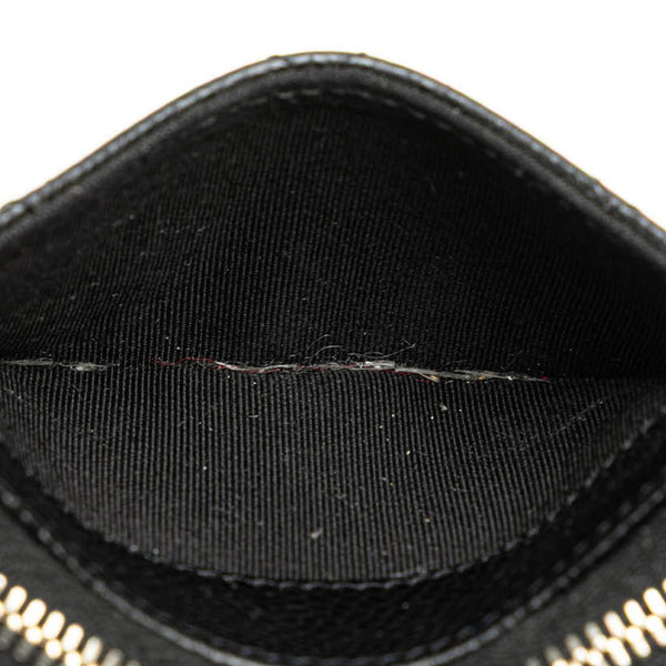 シャネル クラシック ジップ コインパース ラウンドファスナー カードケース ブラック キャビアスキン レディース CHANEL 【中古】