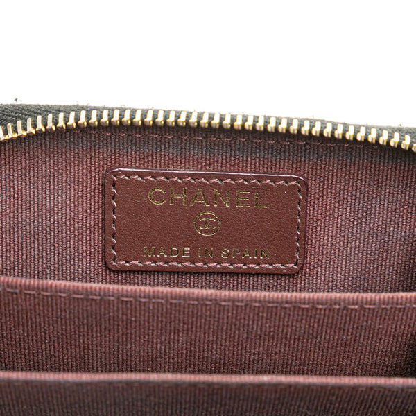 シャネル クラシック ジップ コインパース ラウンドファスナー カードケース ブラック キャビアスキン レディース CHANEL 【中古】