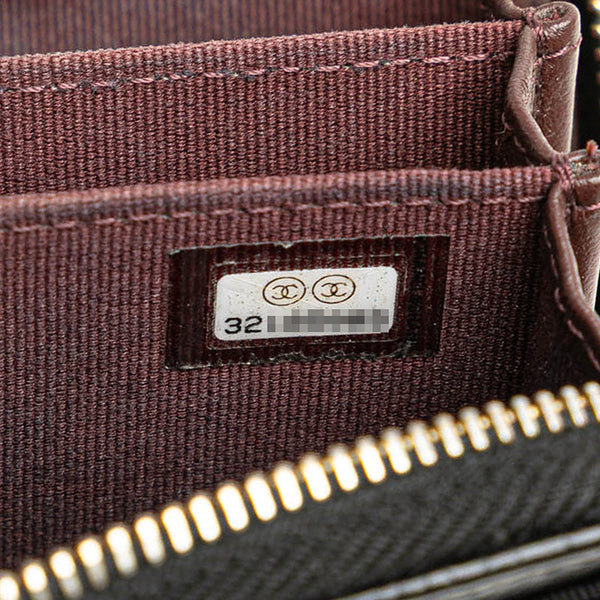 シャネル クラシック ジップ コインパース ラウンドファスナー カードケース ブラック キャビアスキン レディース CHANEL 【中古】