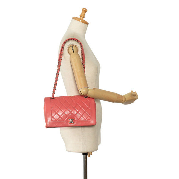 シャネル マトラッセ ココマーク チェーン ショルダーバッグ ピンク レザー レディース CHANEL 【中古】
