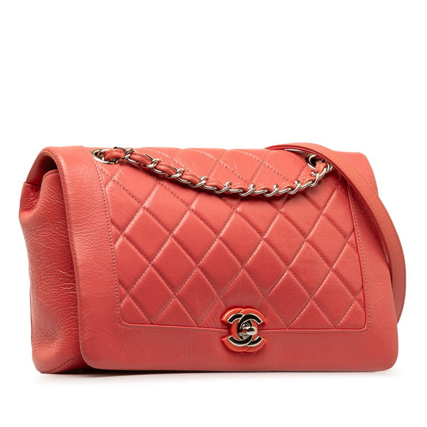 シャネル マトラッセ ココマーク チェーン ショルダーバッグ ピンク レザー レディース CHANEL 【中古】