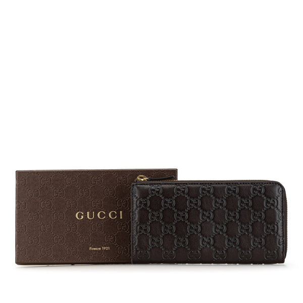 グッチ グッチシマ L字ファスナー 長財布 332747 ブラウン レザー レディース GUCCI 【中古】