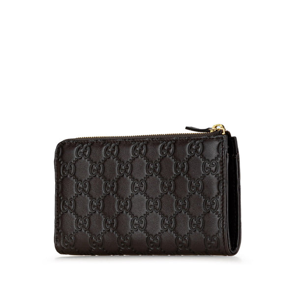 グッチ グッチシマ L字ファスナー 長財布 332747 ブラウン レザー レディース GUCCI 【中古】