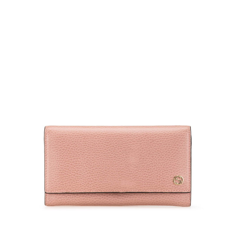 グッチ インターロッキングG 長財布 449279 ピンク レザー レディース GUCCI 【中古】