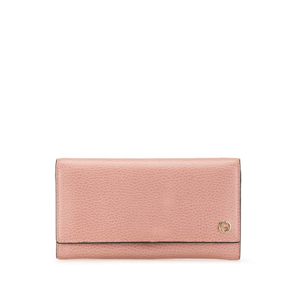 グッチ インターロッキングG 長財布 449279 ピンク レザー レディース GUCCI 【中古】