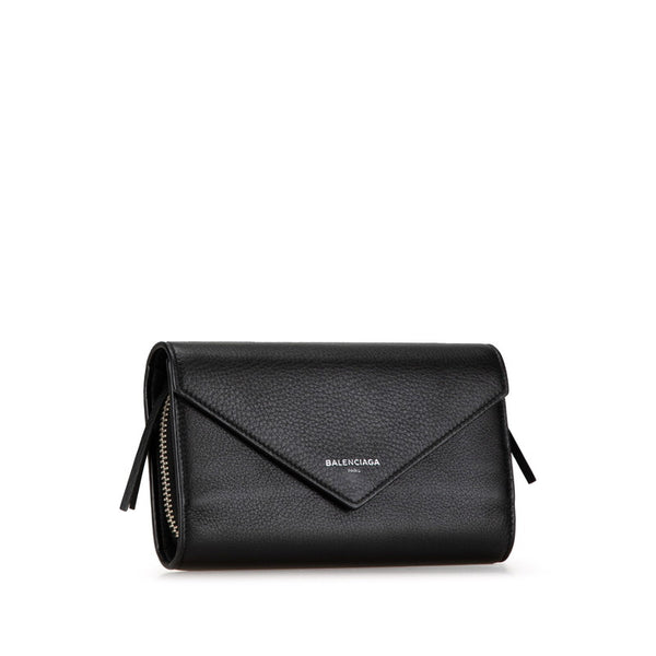 バレンシアガ ロゴ 長財布 二つ折り財布 571661 ブラック レザー レディース BALENCIAGA 【中古】