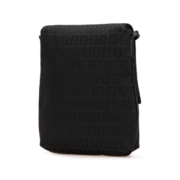 フェンディ ズッキーノ 斜め掛け ショルダーバッグ 8BT075 ブラック キャンバス レザー レディース FENDI 【中古】