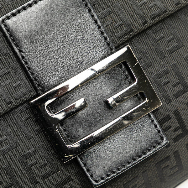 フェンディ ズッキーノ 斜め掛け ショルダーバッグ 8BT075 ブラック キャンバス レザー レディース FENDI 【中古】