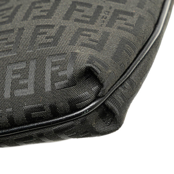 フェンディ ズッキーノ 斜め掛け ショルダーバッグ 8BT075 ブラック キャンバス レザー レディース FENDI 【中古】