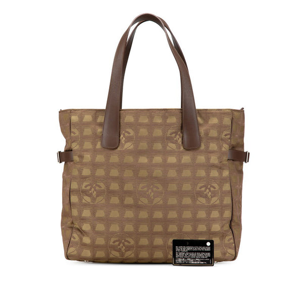 シャネル ニュートラベルライン トートGM トートバッグ カーキ ナイロン レザー レディース CHANEL 【中古】