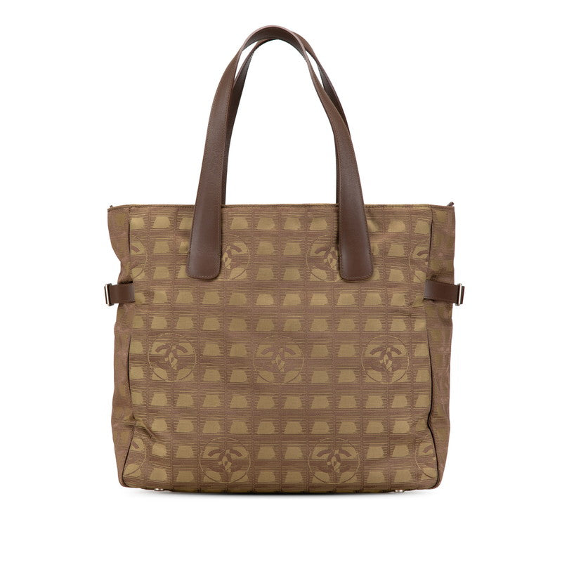 シャネル ニュートラベルライン トートGM トートバッグ カーキ ナイロン レザー レディース CHANEL 【中古】