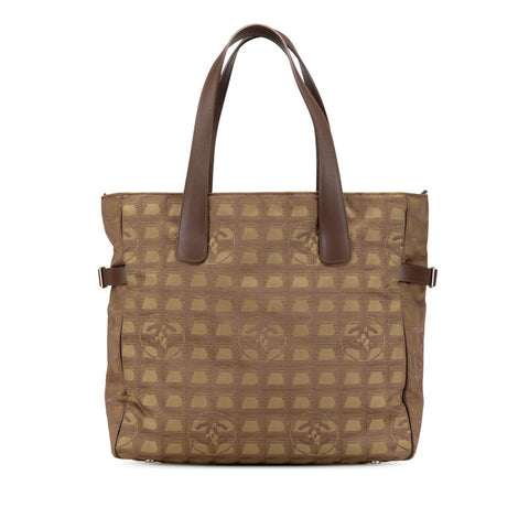 シャネル ニュートラベルライン トートGM トートバッグ カーキ ナイロン レザー レディース CHANEL 【中古】